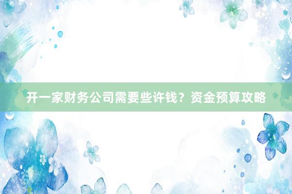 开一家财务公司需要些许钱？资金预算攻略